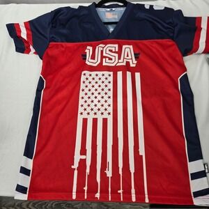 Greater Half 2nd Amendment USA Jersey Red White‎ Blue Adult Men S Women M Shirt